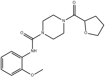 N-(2-methoxyphenyl)-4-(oxolane-2-carbonyl)piperazine-1-carboxamide 结构式