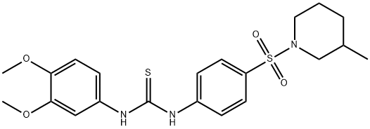 1-(3,4-dimethoxyphenyl)-3-[4-(3-methylpiperidin-1-yl)sulfonylphenyl]thiourea 结构式