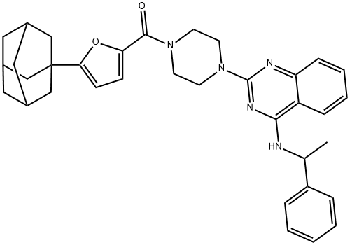 [5-(1-adamantyl)furan-2-yl]-[4-[4-(1-phenylethylamino)quinazolin-2-yl]piperazin-1-yl]methanone 结构式