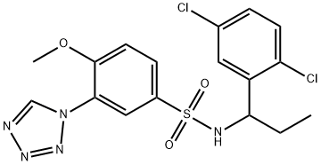 N-[1-(2,5-dichlorophenyl)propyl]-4-methoxy-3-(tetrazol-1-yl)benzenesulfonamide 结构式