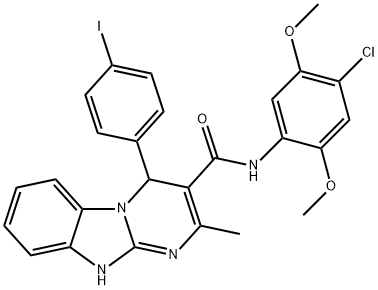 N-(4-chloro-2,5-dimethoxyphenyl)-4-(4-iodophenyl)-2-methyl-1,4-dihydropyrimido[1,2-a]benzimidazole-3-carboxamide 结构式