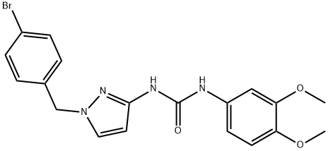 1-[1-[(4-bromophenyl)methyl]pyrazol-3-yl]-3-(3,4-dimethoxyphenyl)urea 结构式