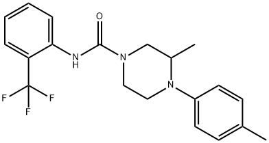 3-methyl-4-(4-methylphenyl)-N-[2-(trifluoromethyl)phenyl]piperazine-1-carboxamide 结构式