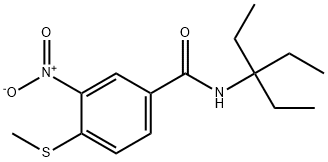 N-(3-ethylpentan-3-yl)-4-methylsulfanyl-3-nitrobenzamide 结构式