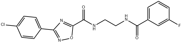 3-(4-chlorophenyl)-N-[2-[(3-fluorobenzoyl)amino]ethyl]-1,2,4-oxadiazole-5-carboxamide 结构式