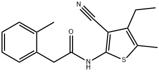 N-(3-cyano-4-ethyl-5-methylthiophen-2-yl)-2-(2-methylphenyl)acetamide 结构式