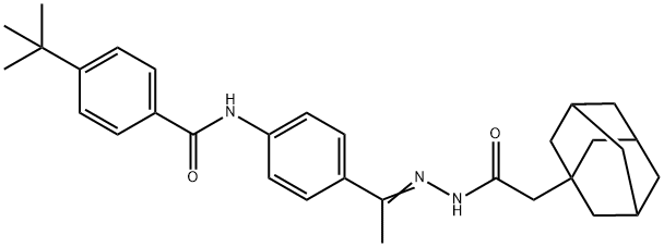 N-[4-[(E)-N-[[2-(1-adamantyl)acetyl]amino]-C-methylcarbonimidoyl]phenyl]-4-tert-butylbenzamide 结构式