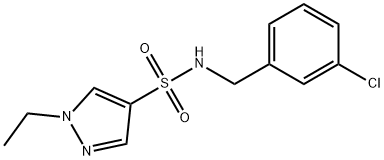 N-[(3-chlorophenyl)methyl]-1-ethylpyrazole-4-sulfonamide 结构式