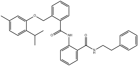 2-[(5-methyl-2-propan-2-ylphenoxy)methyl]-N-[2-(2-phenylethylcarbamoyl)phenyl]benzamide 结构式