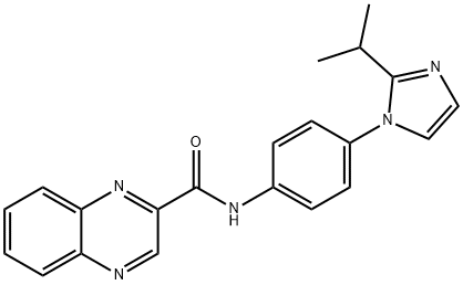 N-[4-(2-propan-2-ylimidazol-1-yl)phenyl]quinoxaline-2-carboxamide 结构式