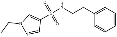 1-ethyl-N-(2-phenylethyl)pyrazole-4-sulfonamide 结构式