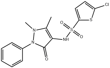 5-chloro-N-(1,5-dimethyl-3-oxo-2-phenylpyrazol-4-yl)thiophene-2-sulfonamide 结构式