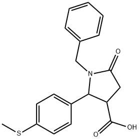 1-benzyl-2-(4-methylsulfanylphenyl)-5-oxopyrrolidine-3-carboxylic acid 结构式