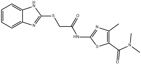 2-[[2-(1H-benzimidazol-2-ylsulfanyl)acetyl]amino]-N,N,4-trimethyl-1,3-thiazole-5-carboxamide 结构式