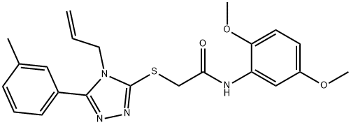 N-(2,5-dimethoxyphenyl)-2-[[5-(3-methylphenyl)-4-prop-2-enyl-1,2,4-triazol-3-yl]sulfanyl]acetamide 结构式