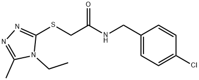N-[(4-chlorophenyl)methyl]-2-[(4-ethyl-5-methyl-1,2,4-triazol-3-yl)sulfanyl]acetamide 结构式