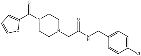 N-[(4-chlorophenyl)methyl]-2-[4-(furan-2-carbonyl)piperazin-1-yl]acetamide 结构式