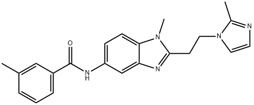 3-methyl-N-[1-methyl-2-[2-(2-methylimidazol-1-yl)ethyl]benzimidazol-5-yl]benzamide 结构式