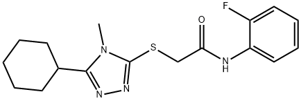 2-[(5-cyclohexyl-4-methyl-1,2,4-triazol-3-yl)sulfanyl]-N-(2-fluorophenyl)acetamide 结构式