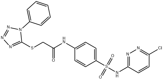 N-[4-[(6-chloropyridazin-3-yl)sulfamoyl]phenyl]-2-(1-phenyltetrazol-5-yl)sulfanylacetamide 结构式