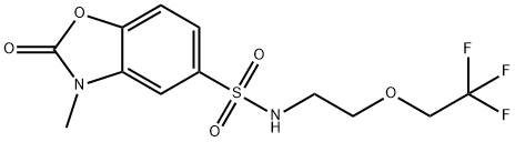 3-methyl-2-oxo-N-[2-(2,2,2-trifluoroethoxy)ethyl]-1,3-benzoxazole-5-sulfonamide 结构式