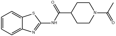 1-acetyl-N-(1,3-benzothiazol-2-yl)piperidine-4-carboxamide 结构式