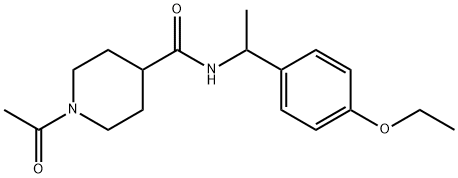 1-acetyl-N-[1-(4-ethoxyphenyl)ethyl]piperidine-4-carboxamide 结构式