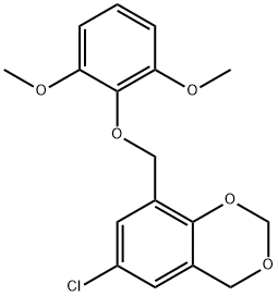 6-chloro-8-[(2,6-dimethoxyphenoxy)methyl]-4H-1,3-benzodioxine 结构式