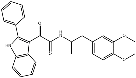 N-[1-(3,4-dimethoxyphenyl)propan-2-yl]-2-oxo-2-(2-phenyl-1H-indol-3-yl)acetamide 结构式