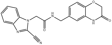 2-(2-cyanobenzimidazol-1-yl)-N-[(3-oxo-4H-1,4-benzoxazin-6-yl)methyl]acetamide 结构式