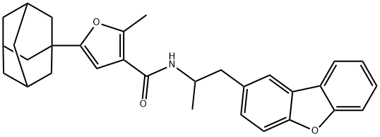 5-(1-adamantyl)-N-(1-dibenzofuran-2-ylpropan-2-yl)-2-methylfuran-3-carboxamide 结构式