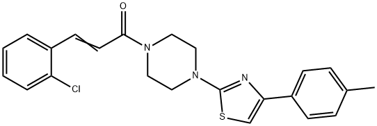 (E)-3-(2-chlorophenyl)-1-[4-[4-(4-methylphenyl)-1,3-thiazol-2-yl]piperazin-1-yl]prop-2-en-1-one 结构式