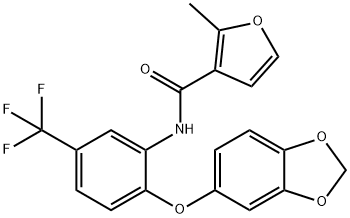 N-[2-(1,3-benzodioxol-5-yloxy)-5-(trifluoromethyl)phenyl]-2-methylfuran-3-carboxamide 结构式