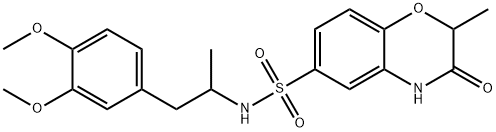 N-[1-(3,4-dimethoxyphenyl)propan-2-yl]-2-methyl-3-oxo-4H-1,4-benzoxazine-6-sulfonamide 结构式