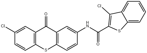 3-chloro-N-(7-chloro-9-oxothioxanthen-2-yl)-1-benzothiophene-2-carboxamide 结构式