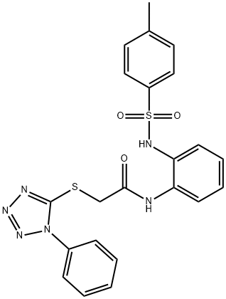 N-[2-[(4-methylphenyl)sulfonylamino]phenyl]-2-(1-phenyltetrazol-5-yl)sulfanylacetamide 结构式