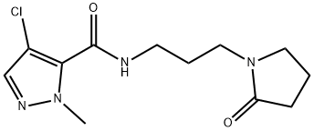 4-chloro-2-methyl-N-[3-(2-oxopyrrolidin-1-yl)propyl]pyrazole-3-carboxamide 结构式