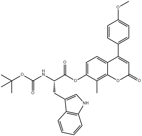 [4-(4-methoxyphenyl)-8-methyl-2-oxochromen-7-yl] (2S)-3-(1H-indol-3-yl)-2-[(2-methylpropan-2-yl)oxycarbonylamino]propanoate 结构式