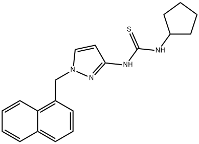 1-cyclopentyl-3-[1-(naphthalen-1-ylmethyl)pyrazol-3-yl]thiourea 结构式