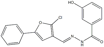 N-[(E)-(2-chloro-5-phenylfuran-3-yl)methylideneamino]-3-hydroxybenzamide 结构式