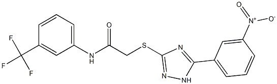 2-[[5-(3-nitrophenyl)-1H-1,2,4-triazol-3-yl]sulfanyl]-N-[3-(trifluoromethyl)phenyl]acetamide 结构式