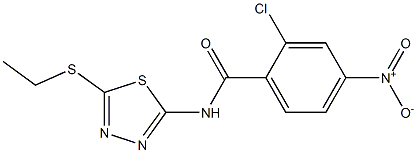 2-chloro-N-(5-ethylsulfanyl-1,3,4-thiadiazol-2-yl)-4-nitrobenzamide 结构式