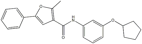 N-(3-cyclopentyloxyphenyl)-2-methyl-5-phenylfuran-3-carboxamide 结构式