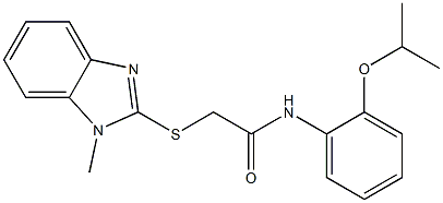 2-(1-methylbenzimidazol-2-yl)sulfanyl-N-(2-propan-2-yloxyphenyl)acetamide 结构式