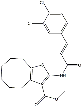 methyl 2-[[(E)-3-(3,4-dichlorophenyl)prop-2-enoyl]amino]-4,5,6,7,8,9-hexahydrocycloocta[b]thiophene-3-carboxylate 结构式