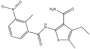 4-ethyl-5-methyl-2-[(2-methyl-3-nitrobenzoyl)amino]thiophene-3-carboxamide 结构式