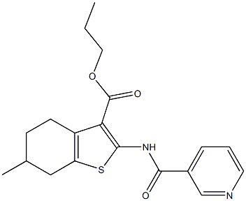 propyl 6-methyl-2-(pyridine-3-carbonylamino)-4,5,6,7-tetrahydro-1-benzothiophene-3-carboxylate 结构式