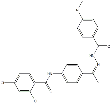 2,4-dichloro-N-[4-[(Z)-N-[[4-(dimethylamino)benzoyl]amino]-C-methylcarbonimidoyl]phenyl]benzamide 结构式