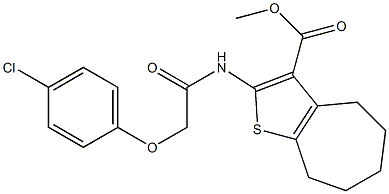 methyl 2-[[2-(4-chlorophenoxy)acetyl]amino]-5,6,7,8-tetrahydro-4H-cyclohepta[b]thiophene-3-carboxylate 结构式