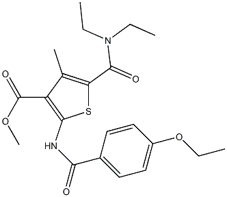 methyl 5-(diethylcarbamoyl)-2-[(4-ethoxybenzoyl)amino]-4-methylthiophene-3-carboxylate 结构式